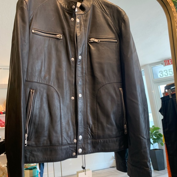 SERGE PARIENTE LEGEND 100% SHEEP BLACK LEATHER JACKET MOTO BOMBER ROCK N ROLL L - Picture 2 of 8